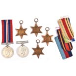 WWII five: 1939-45, Atlantic, Africa, Burma stars, War Medal (un-named as issued) Average VF. 1939-