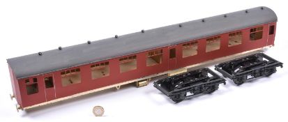 2x Gauge One railway BR Mark 1 etched brass coach kits. One example substantially complete with