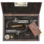 A pair of good quality 55 bore percussion boxlock sidehammer pistols, by Manton (Joseph 3?), 7½”