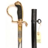 An Imperial German artillery officer’s sword, plated pipe backed blade 32½”, DE at point, by