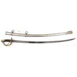 A French M1822 light cavalry sword, curved, fullered blade 36’, with narrow back fuller to centre