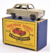 Matchbox Series No.30 Ford Prefect. In greyish brown with metal wheels and silver trim and rear