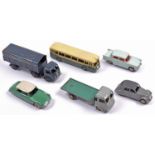 6 French Dinky Toys. SNCF articulated truck. An Autobus Parisien Somua Panhard single deck bus in