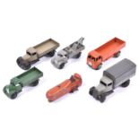 6 Dinky Toys. Breakdown Car in grey. A Motor Truck in dark green, Leyland Forward Control Lorry in