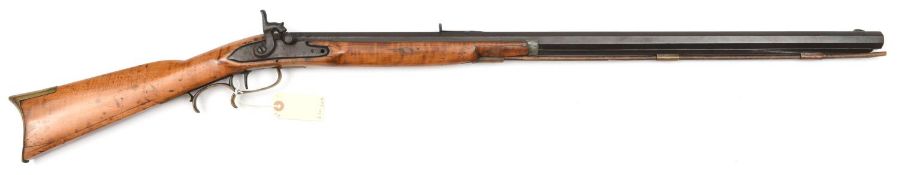 An American .36” percussion plains rifle, converted from flintlock, 47” overall, heavy octagonal