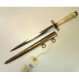 An early Victorian Naval Volunteer’s dirk, plain, plated shallow diamond section blade 8”,