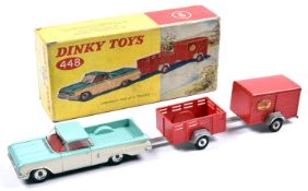 Dinky Toys Chevrolet Pick-Up & Trailers (448). An El Camino in turquoise and cream with red