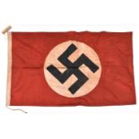 A heavy linen Third Reich N.S.D.A.P. party flag, 36” x 59”, the hoist stamped ‘Munchen, N.S.D.A.P.’,