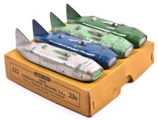 A scarce Dinky Toys Trade Pack for 'Four Streamlined Racing Car' 222/23S. Containing 4 examples, one