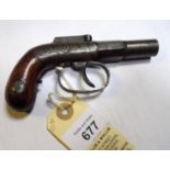 A .31” Allen’s Patent self cocking bar hammer percussion pocket pistol, 4¾” overall, half