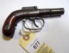 A .31” Allen’s Patent self cocking bar hammer percussion pocket pistol, 4¾” overall, half