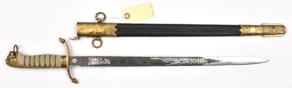 A Geo V RN Midshipman’s dirk, straight blade 17½”, etched on one side with crowned R Arms, GVR