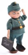 A rare 1930's German walking mechanical soldier 'Private Shenk'. 21cm in height, wearing a felt