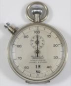 Hanhart Kriegsmarine 1/100th minute stopwatch. Plated case, hinged back, 51mm diameter. Dial