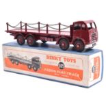 Dinky Supertoys Foden Flat Truck with chains (505). An FG example in maroon with maroon wheels,