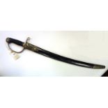A mid 19th century Custom’s officer’s sidearm, slightly curved, fullered blade 23½”, DE at point,