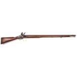 A 10 bore Brown Bess type military flintlock musket, 55” overall, barrel 39” with traces of London
