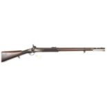 A .577 Volunteer 2 band Enfield pattern percussion rifle by Daw, 49” overall, barrel 33” with B’