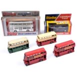 8 Dinky Toys. 2x Routemaster Double Deck Buses (289). Both in red L.T. livery, ESSO and Schweppes
