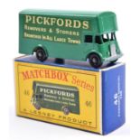 Matchbox Series No.46 Pickfords Removal Van. Example in bright green with black plastic wheels and