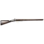 An SB 8 bore percussion wildfowling gun, 49½” overall, rebrowned flat topped twist barrel 33½”, re-