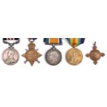 Four: Military Medal, Geo V first type (12765 Gnr J. Muggleston, D.94/Bde R.F.A), 1914-15 star, BWM,