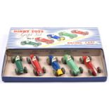 A Dinky Toys Gift Set No.4 Racing Cars. Comprising Cooper-Bristol in dark green, RN6, Alfa Romeo