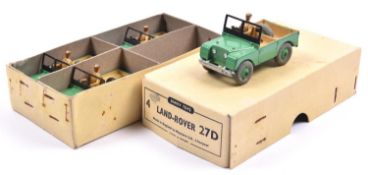 A scarce Dinky Toys Trade Pack for '4 Land Rover 27D'. Containing 4 examples, all in shades of mid