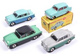 4 Dinky Toys. Humber Hawk (165), an example in mid green with black roof panel and lower sides. A