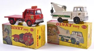 2 Dinky Toys Bedford T.K. Trucks. A Crash Truck (434) in white and green Top Rank livery, example