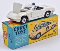 Corgi Toys Lotus Elan (318). A harder to find example in white with Tiger decal to boot lid,
