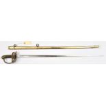 An 1892 pattern infantry field officer’s levee sword, slender, straight blade 32½”, by G