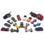 23 Dinky Toys for restoration. Foden Flat Truck with chains. Commer Breakdown, Daimler Ambulance,