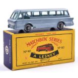 Matchbox Series No.40 Leyland Royal Tiger Long Distance Coach. In light metallic steel blue with