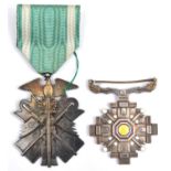 Japan: Order of the Golden Kite, 7th class in silver NEF; Order of the Pillars of State, no bar, VF.
