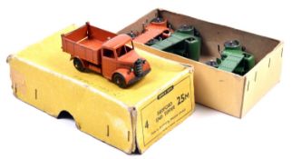 A scarce Dinky Toys Trade Pack for 'Bedford End Tipper 4 25M'. Containing 4 examples, 2 in orange