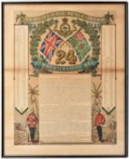 A colour printed muster roll “in Memoriam of the Heroes Who Fell at Isandhlwana” with regimental
