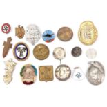 18 various Third Reich ‘tinnies’ and other mainly pin back badges etc, including Gau Tag 26-28.6.36,