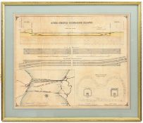 An interesting 19th Century hand coloured plan of the proposed “Anglo French submarine railway”