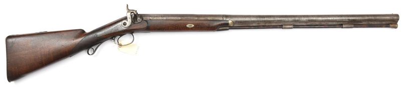 An SB 7 bore percussion wildfowling gun, 49” overall, twist barrel 33”, the octagonal breech with