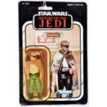 A Kenner Star Wars Return of the Jedi Prune Face vintage 3.75" figure. On a sealed 1983 77 back card