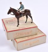 2 scarce 'Britains Racing Colours of Famous Owners'. Race horses with H.M. The Queen's Jockey in