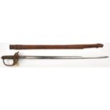 A late 19th century heavy cavalry officer’s service sword, plain, plated, very slightly curved