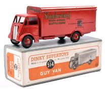 Dinky Supertoys Guy Van (514). In red Slumberland livery, complete with both original rear doors.