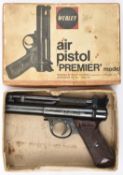 A post 1964 D series .22” Webley Premier air pistol, number 1406, numbered under the left grip 7