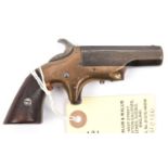 An American .41” rim-fire Brown Mfg. Co. ‘Southerner’ derringer pistol, number 7230, 5” overall,