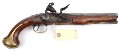 A 22 bore flintlock holster pistol, by Henshaw, c 1770, 14” overall, barrel 8” with London proofs