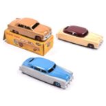 3 Dinky Toys American Cars - 2x Hudson 'Commodore' Sedans (171). An example in cream with maroon