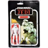 A Palitoy Star Wars Return of the Jedi Stormtrooper vintage 3.75" figure. On a sealed 1983 65 back