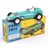 Corgi Toys B.R.M. Formula 1 Grand Prix Racing Car (152S). In turquoise, RN1, with driver, silver